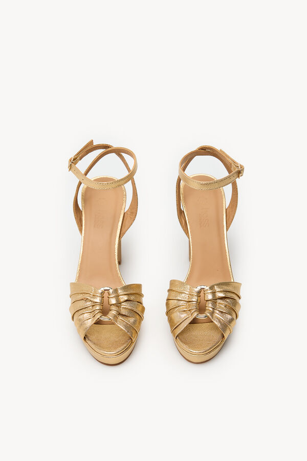 Hoss Intropia Marcela.Leather heeled sandal Gold