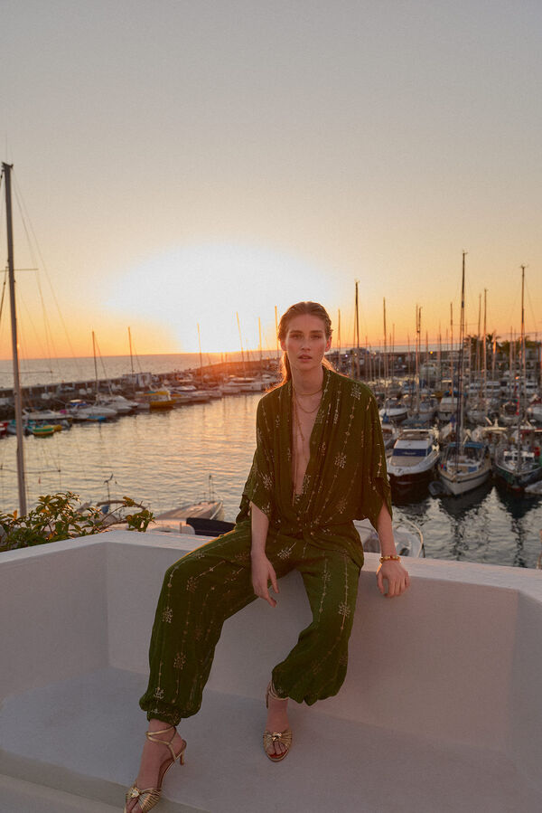 Hoss Intropia Embroidered blouse Ghana Khaki