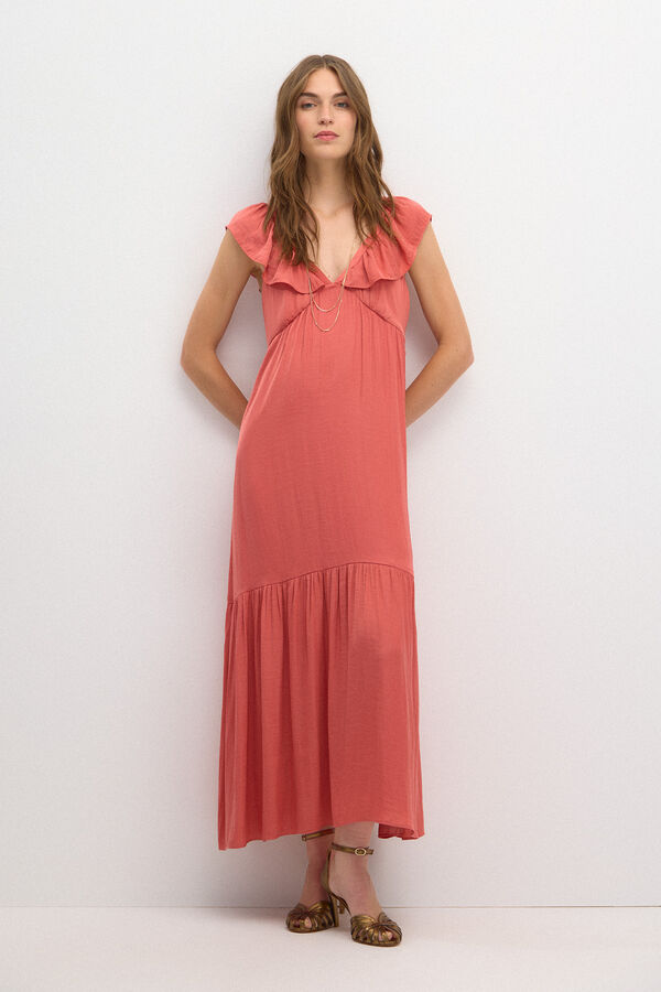 Hoss Intropia Cora. Flounced dress. Coral