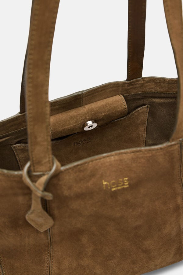 Hoss Intropia Naiara. Mala tote bag em croute Khaki