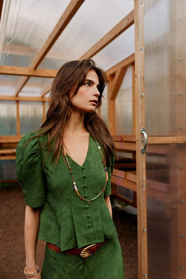 Hoss Intropia Casilda. Blusa rom&acirc;ntica cintada Verde