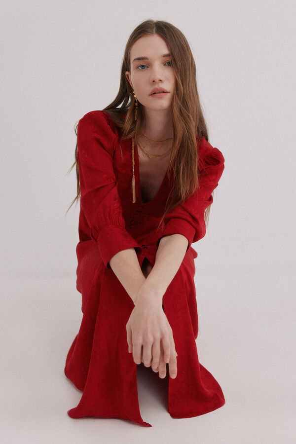 Hoss Intropia Alicia. Vestido de jacquard Vermelho