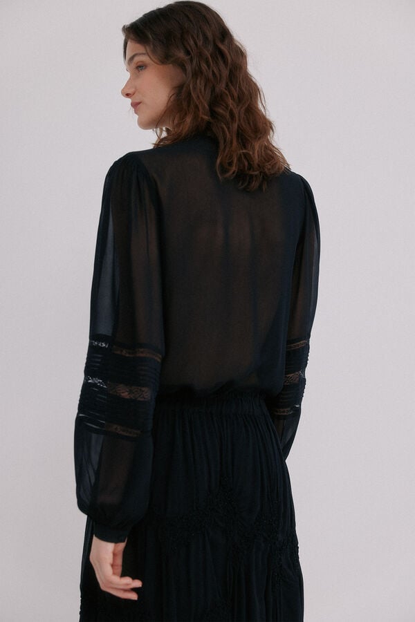 Hoss Intropia Candice. Blusa rom&acirc;ntica Preto