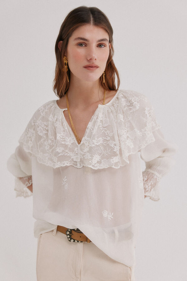Hoss Intropia Catalina. Blusa rom&acirc;ntica Ecru