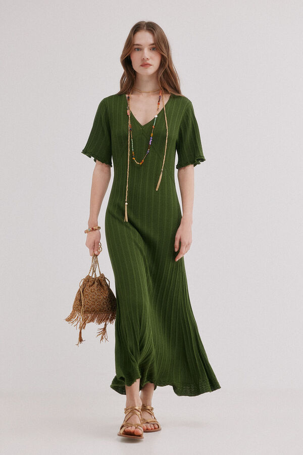 Hoss Intropia Anne. Vestido de malha rendada Verde