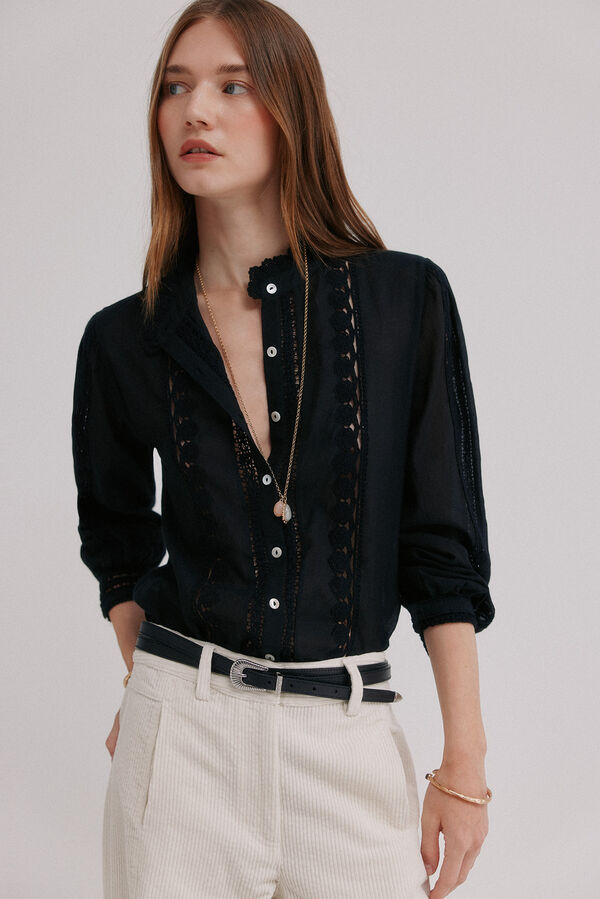 Hoss Intropia Celina. Blusa bordada Preto