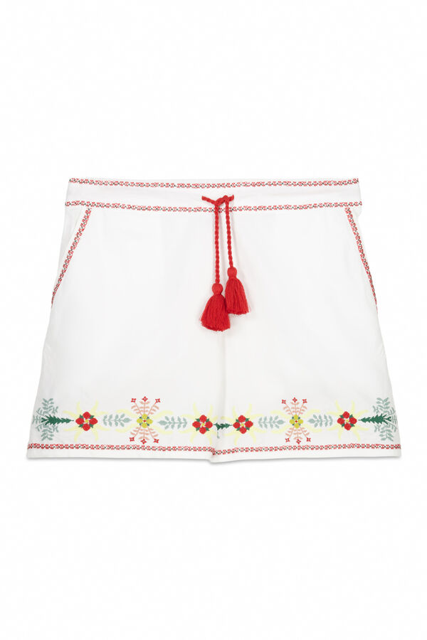Hoss Intropia Puro. Calções bordados Ecru