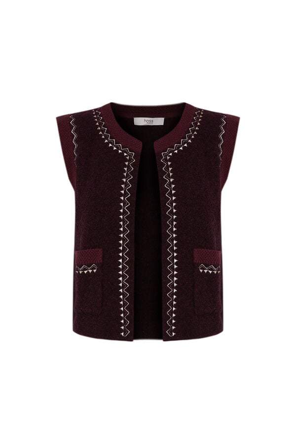 Hoss Intropia Teodora. embroidered jersey<br>-knit vest Wine