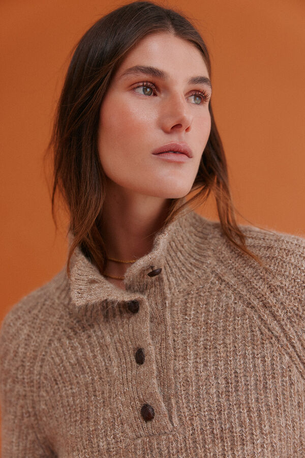 Hoss Intropia Irina. Camisola com gola Perkins Beige