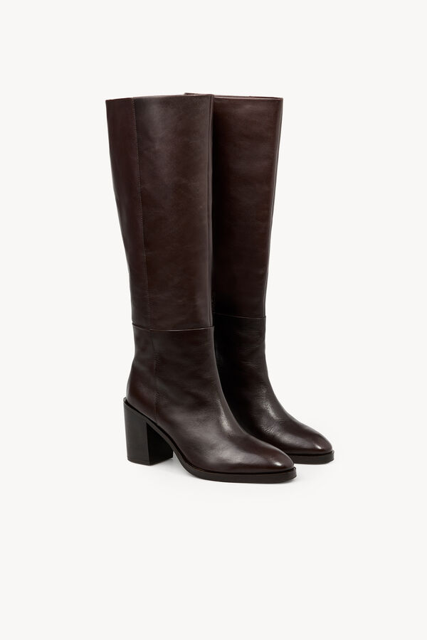 Hoss Intropia Macarena. Botas de pele de cano alto h&iacute;pica Castanho