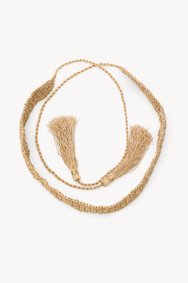 Hoss Intropia Lucrecia. Cinto de crochet metalizado Dourado