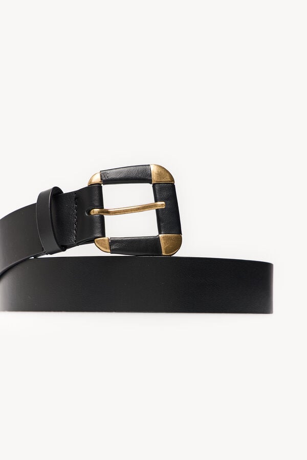Hoss Intropia Litzy.Nappa leather belt with lined buckle Black