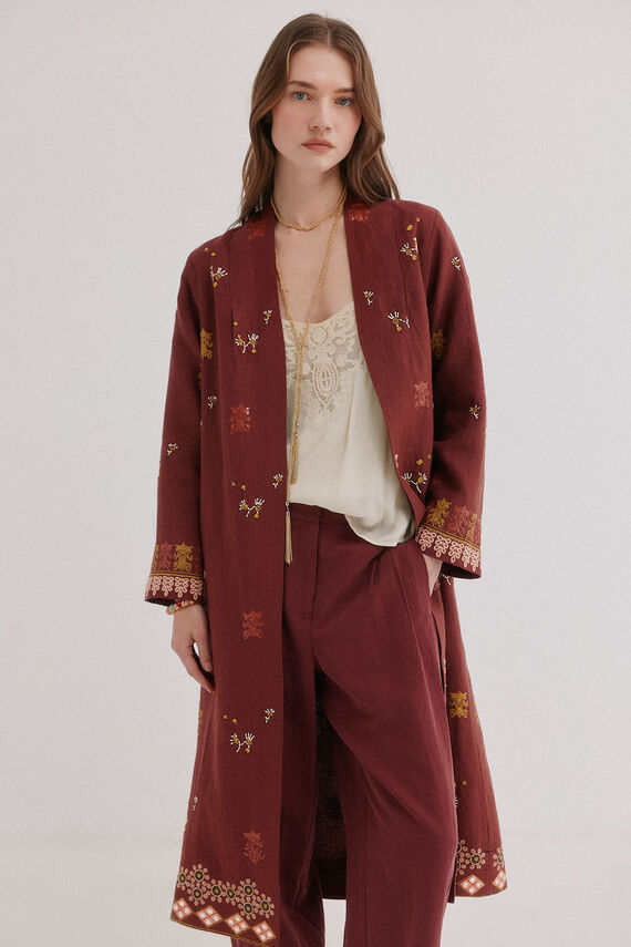 Entra. Kimono de lino largo
