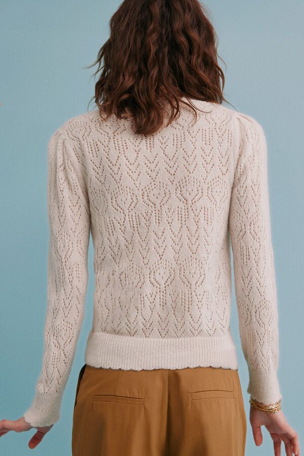 Hoss Intropia Inma. Casaco de malha ajurada Beige