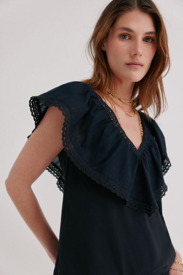 Hoss Intropia T-shirt com folho Malaika Preto