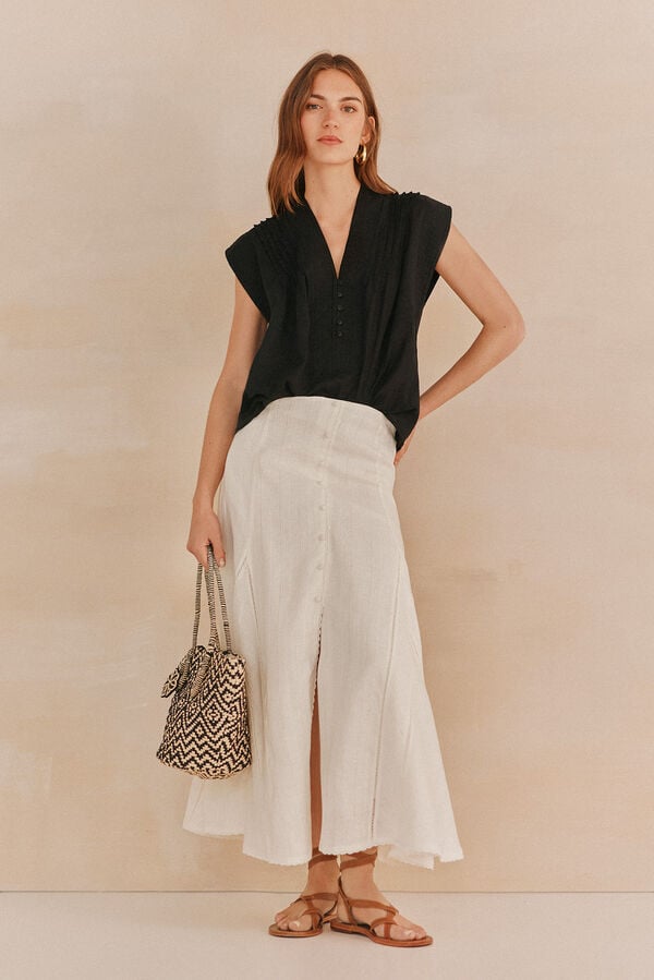 Hoss Intropia Guadalupe. Blusa com franzidos Ecru