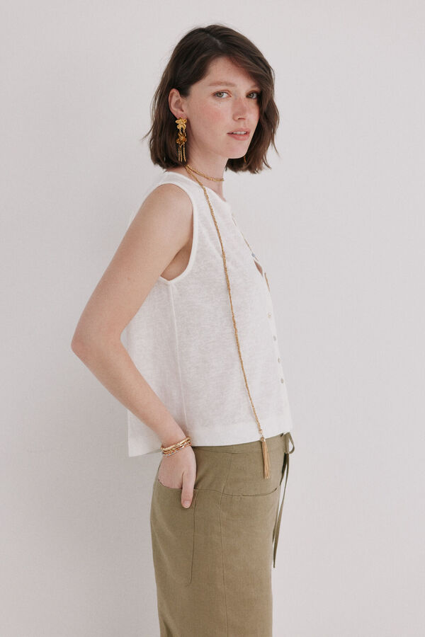 Hoss Intropia Mireia. T-shirt sem mangas com carcela Beige