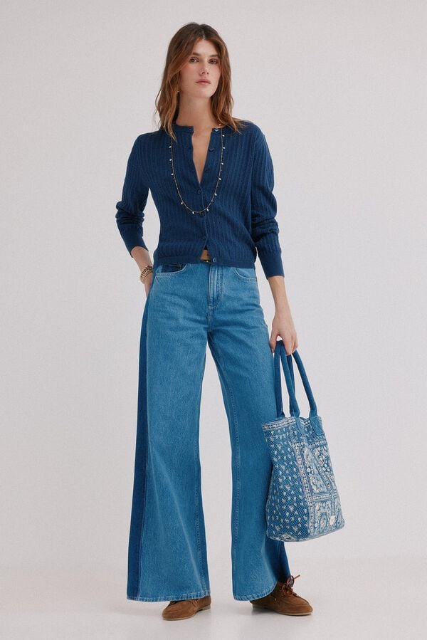 Hoss Intropia Isoline. Casaco de malha em malha aberta Azul