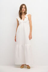 Hoss Intropia Jana. Linen flounced dress. Ivory