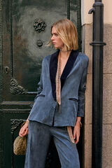 Hoss Intropia Eugenia. Blazer com lapela contrastante Azul
