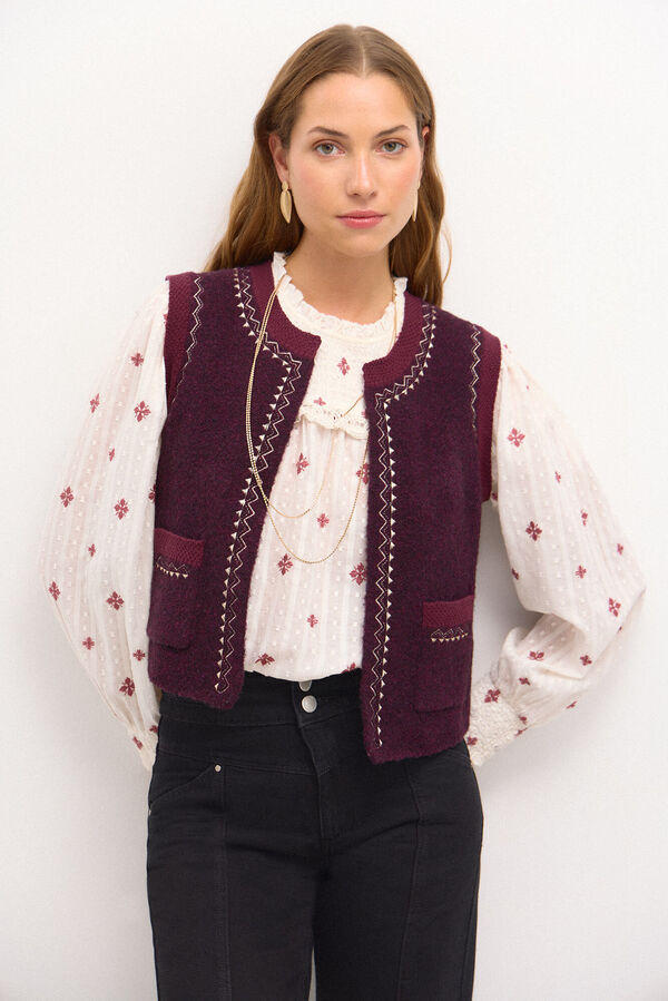 Hoss Intropia Teodora. embroidered jersey<br>-knit vest Wine