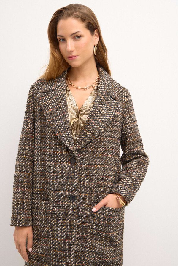 Hoss Intropia Araceli. Long fantasy fabric coat Brown