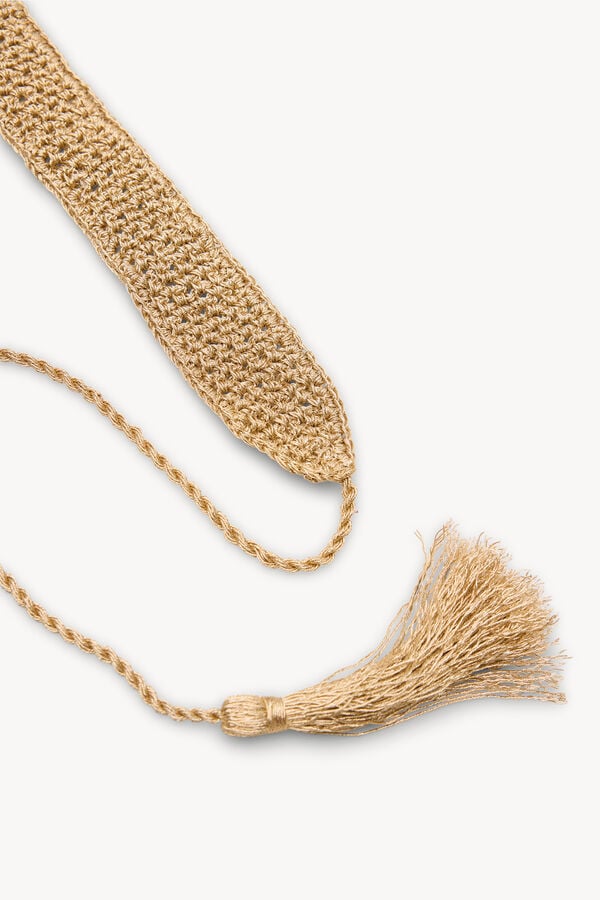 Hoss Intropia Lucrecia. Cinto de crochet metalizado Dourado