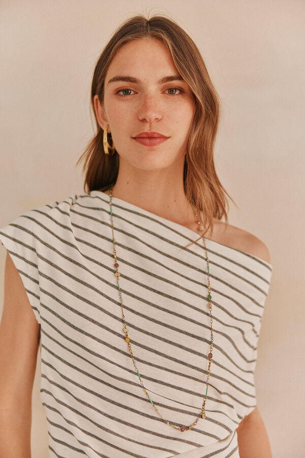 Hoss Intropia Miranda. Draped neckline T-shirt Ivory