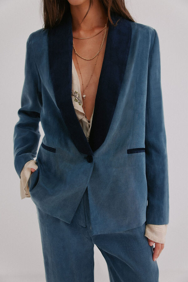 Hoss Intropia Eugenia. Blazer com lapela contrastante Azul