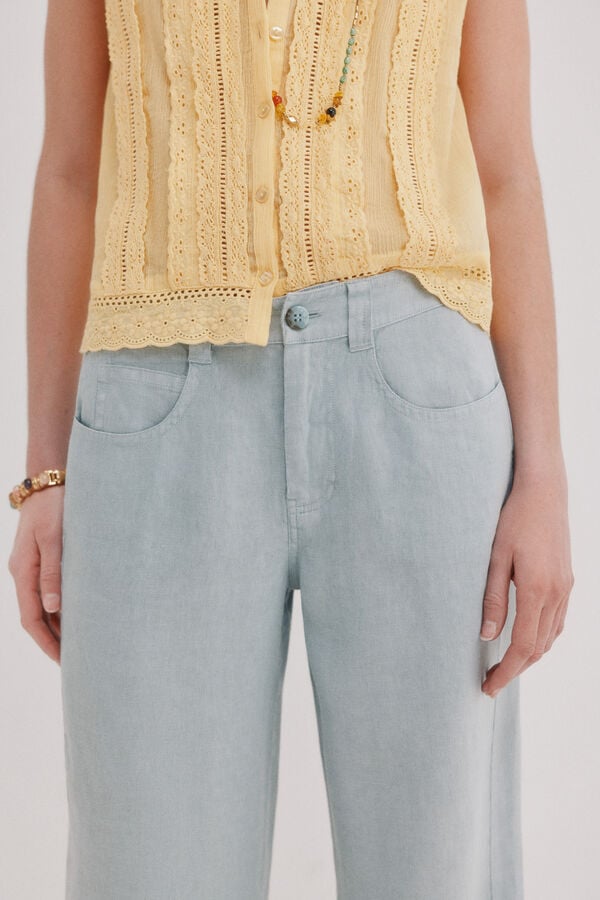 Hoss Intropia Cal&ccedil;a em linho Paupa Azul