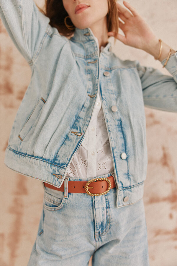 Hoss Intropia Blanca. Jaqueta bomber denim Azul