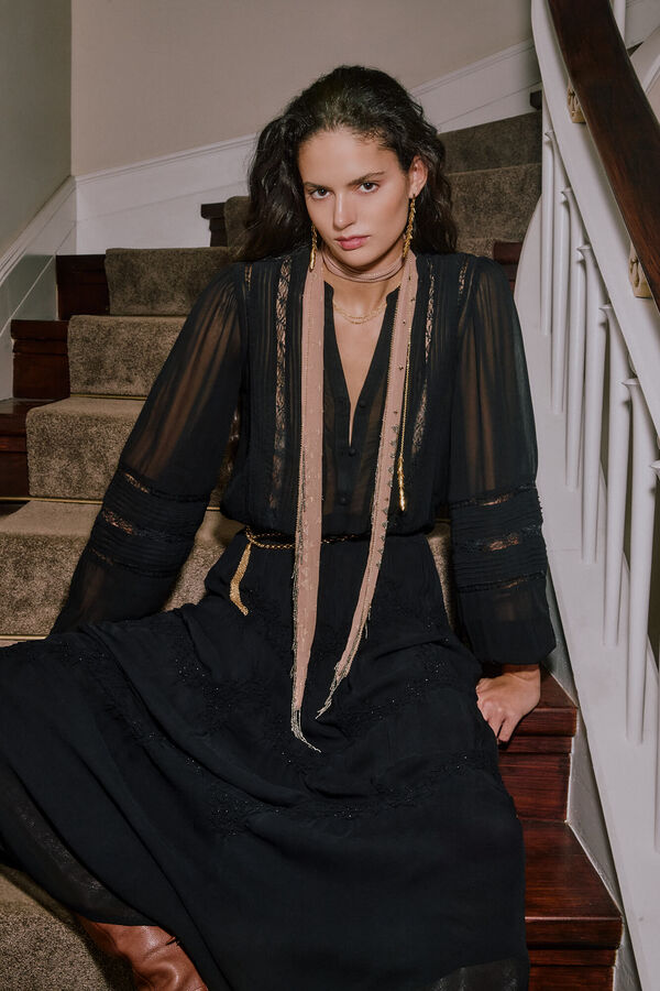 Hoss Intropia Candice. Blusa rom&acirc;ntica Preto