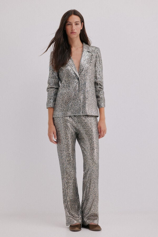 Hoss Intropia Emilia. Blazer de lantejoulas Cinzento