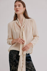 Hoss Intropia Carrie. Blusa com la&ccedil;ada Ecru