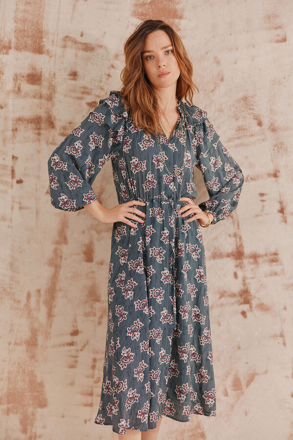 Hoss Intropia Alejandra. Vestido estampado. Azul