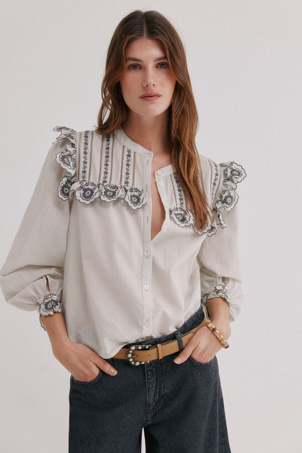 Hoss Intropia Embroidered blouse Carolina Gray