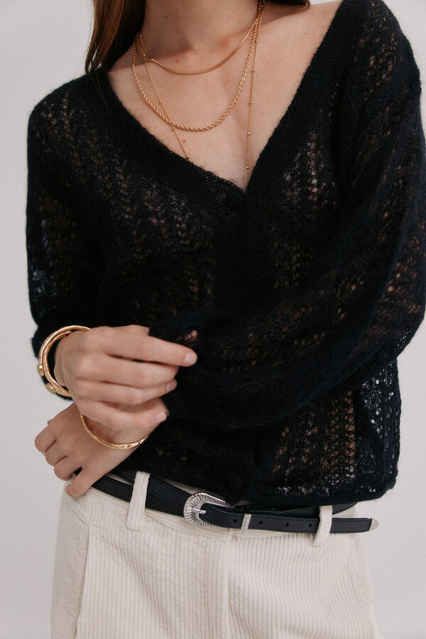 Hoss Intropia Ivy. Casaco de malha vazado Preto