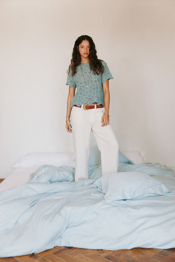 Hoss Intropia Paupa. Pantal&oacute;n de lino Blanco