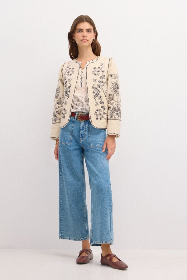 Hoss Intropia Emma. Embroidered cotton jacket Ivory