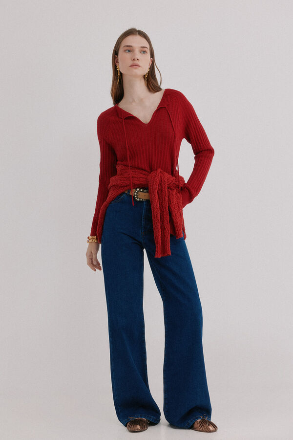 Hoss Intropia Imala. Camisola de malha rendada Vermelho