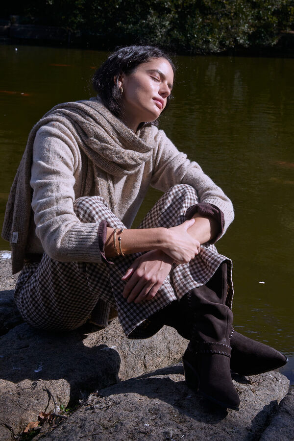 Hoss Intropia Prado. Calça xadrez Ecru