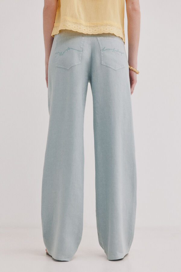 Hoss Intropia Cal&ccedil;a em linho Paupa Azul