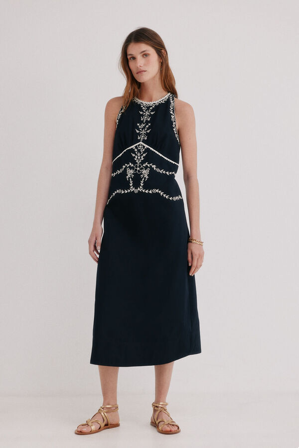 Hoss Intropia Asunci&oacute;n. Vestido em algod&atilde;o Preto