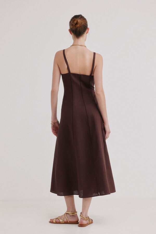 Hoss Intropia Antonela. Linen midi dress Brown