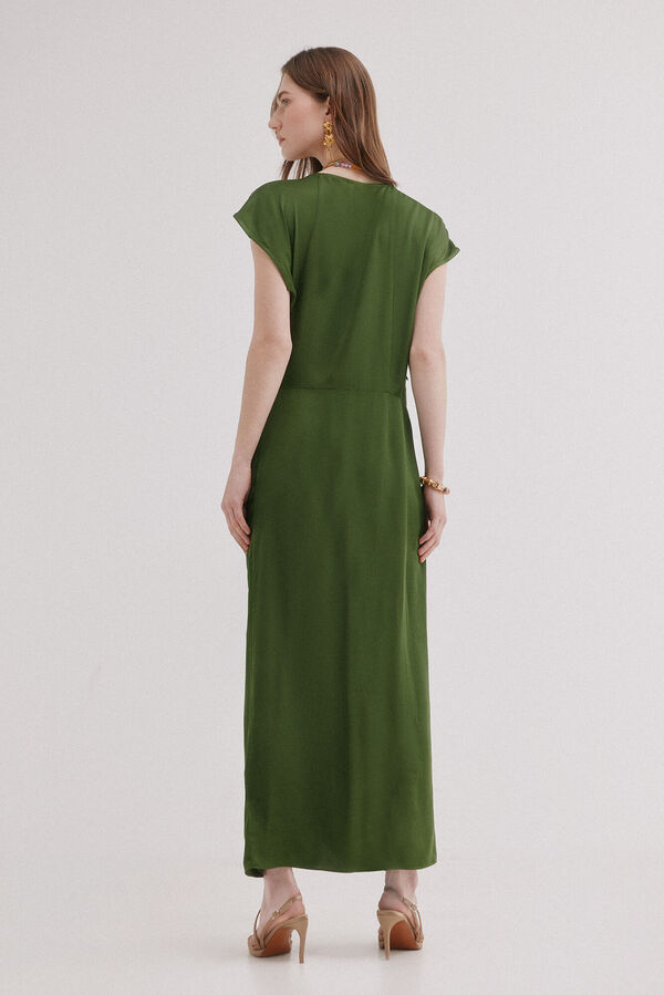 Hoss Intropia Amelia. Vestido midi drapeado Verde