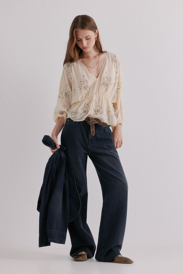 Hoss Intropia Beatriz. Cal&ccedil;a jeans de corte reto Cinzento