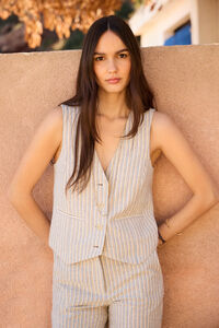 Hoss Intropia Colette. Striped tailored vest Ivory