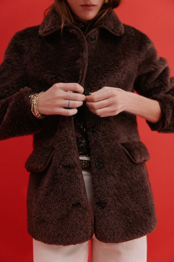 Hoss Intropia Domenica. Sobretudo efeito faux-fur Castanho