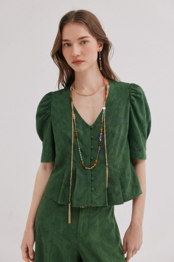 Hoss Intropia Casilda. Blusa rom&acirc;ntica cintada Verde