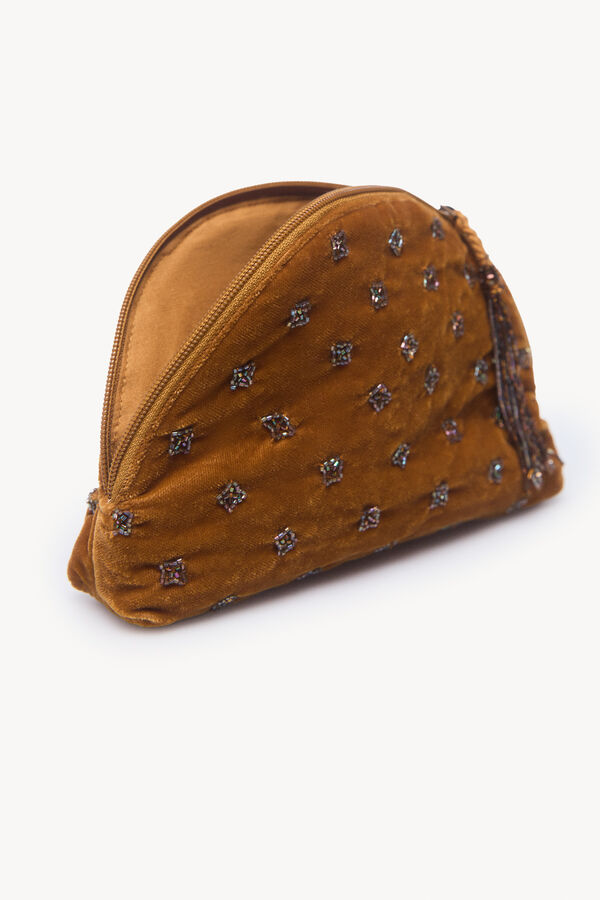 Hoss Intropia Eleanor. Beaded velvet wallet Yellow